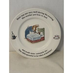 Vtg Peter Rabbit Beatrix Potter Bread Plate Camomile Tea Wedgewood England 7inch